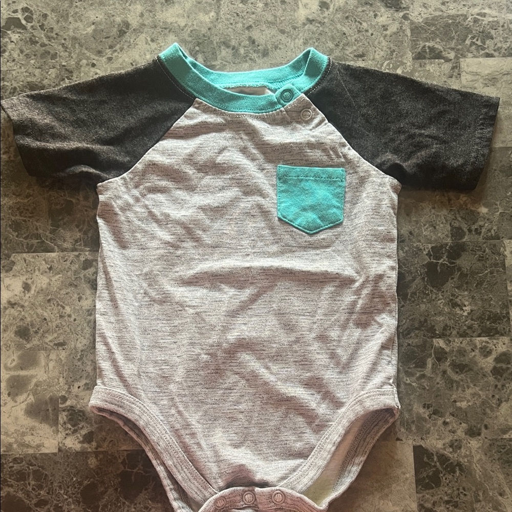 Gray and Teal Baby Onesie